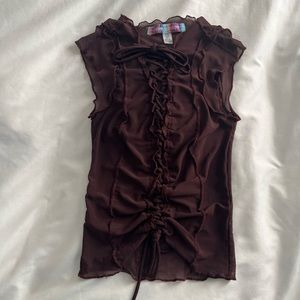 URBAN OUTFITTERS mesh tie-up top